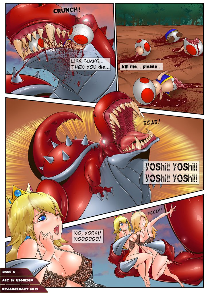 nintendo porn comic princess rosalina and peach saved from mushroom people by big red yoshi